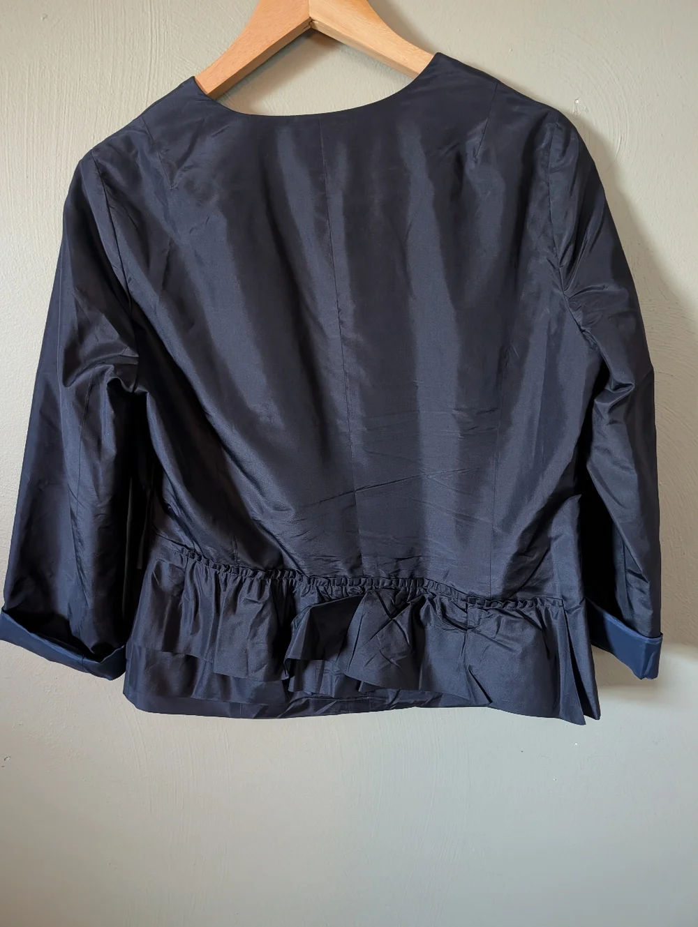 J. Crew Navy Ruffled Button-Front Jacket - Picture 4 of 6